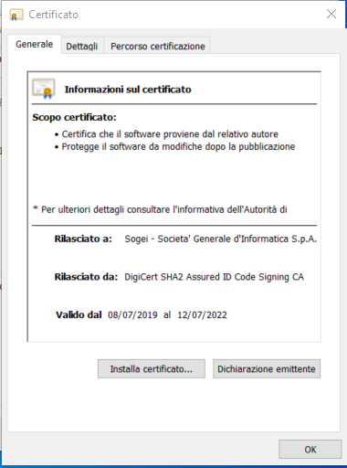 Immagine informazioni sul certificato CA